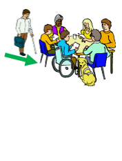 A group of people sitting around