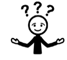 Icon of a person with three question marks above their head