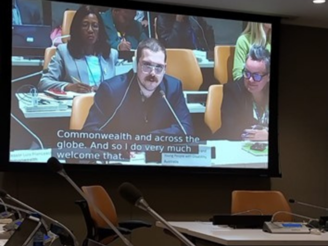 Daniel Munter (CYDA) speaking at Malta’s Permanent Mission to the UN side event on developing a Commonwealth Disability Inclusion Action Plan.