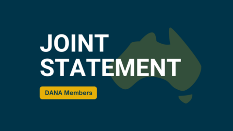 Banner reads Joint statement DANA Members with map of Australia in background
