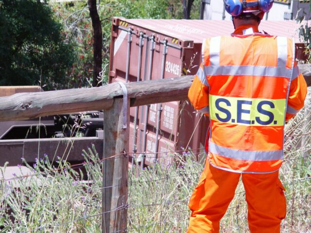 SES worker assessing an emergency situation