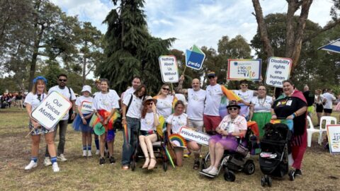 Group shot of PWDA members, Board and staff at Midsumma 2025