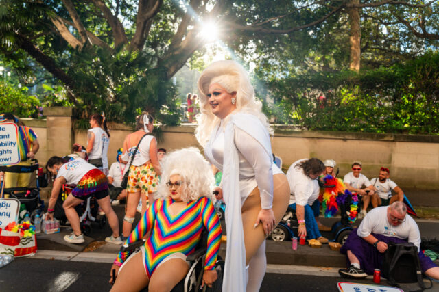 PWDA member Helen Wheels poses with a drag queen. 