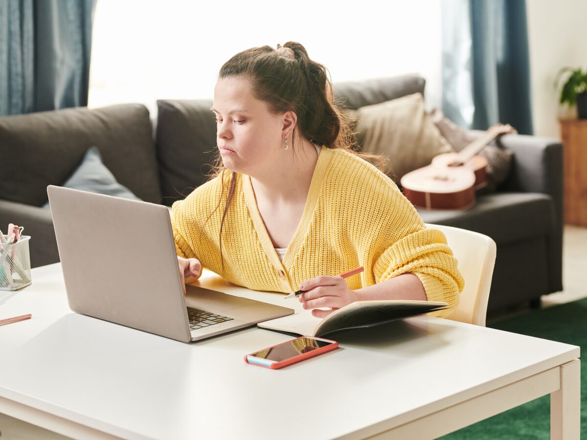 Woman using a laptop
