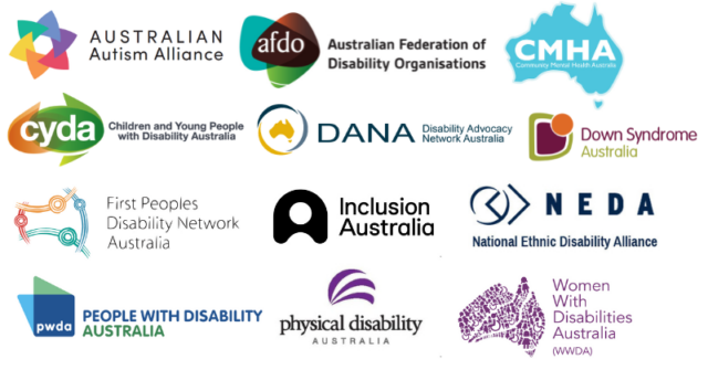 Joint statement - NDIA conduct - logos 1 - People with Disability Australia Logos of signatory DRO's as listed below
