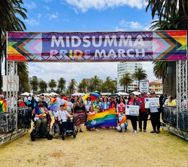 PWDA members stand under Midsumma banner 