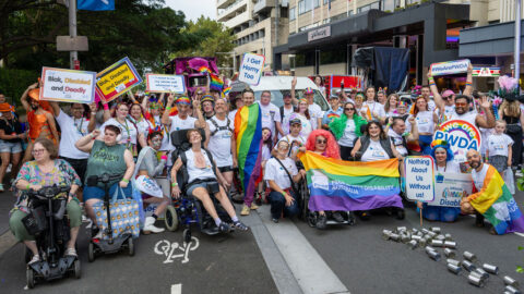 PWDA group before the march at Mardi Gras